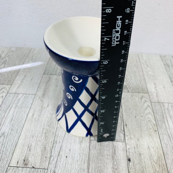 VTG Set of 3 Pacific Rim Candle Holders Blue White Ceramic Taper Candlestick - Picture 11 of 14